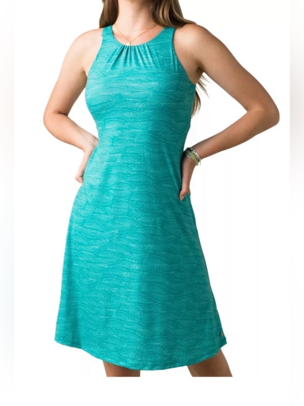 PrAna Women's Skypath Performance Open Back
Athleisure Dress Teal Medium